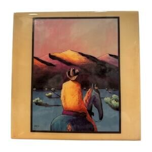 Vintage Downe Burns Southwest Tile “Are There Anymore Real Cowboys?”